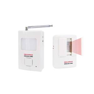 lot 6300 image: Dog Barking Alarm Motion Detector,Pir Wireless Human Body Walking Sensor Doorbell Door Security Alert System Device for Home or Office Burglar Deterrent (1Sensor  1Receiver, White)