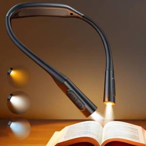 lot 6301 image: Glocusent Neck Book Light, 1200mAh Rechargeable Neck Reading Light, Hands Free Book Lights for Reading at Night, 5 Colors and 5 Brightness, Private Lightweight Book Reading Light in Bed for Book Lovers