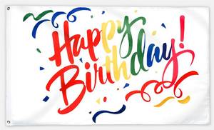lot 6311 image: XIFAN Premium Flag for Happy Birthday 3x5 Ft Heavyweight 2X Thick 100D Colorful Banner for Party Indoor Outdoor Decoration with Brass Grommets