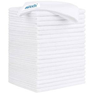 lot 6314 image: HOMEXCEL White Microfiber Cleaning Cloth 5 Pack 11.5 x 11.5 inch Microfiber Towels for Cars Ultra Absorbent Car Washing Cloth Lint Free Streak Free Cleaning Rags for Car, Kitchen Window