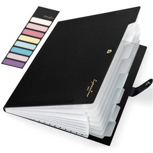 lot 8205 image: Sooez Accordion File Organizer, Letter Size Expanding File Folder with Labels, 8 Pocket Folders for Document, Portable Paper Bill Receipt Organizer for Home School Office Supplies, A4 Size, Black