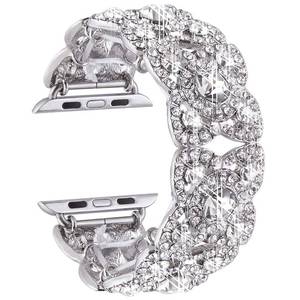 lot 8240 image: VIQIV Bling Bands for Compatible with Apple Watch 38mm 40mm 41mm 42mm(Series 10) Iwatch Series 11 10 9 8 7 6 5 4 3 2 SE SE2, Diamond Rhinestone Stainless Steel Metal Bracelet Wristband Strap for Women Silver