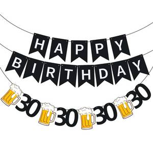 lot 8249 image: Tigeen Beer Birthday Banner 30th Birthday Decorations Cheers to 30 Years Banner Sign for Men