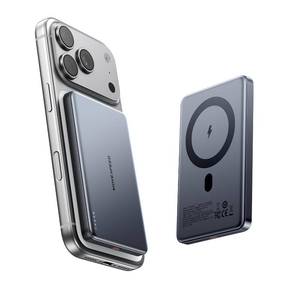 lot 8274 image: MOVE SPEED 0.5ftft 10,000mAh Magnetic Power Bank, MagSafe Portable Charger iPhone 17 Air Accessories,Magsafe Battery Pack for iPhone 17 Pro Max Air1615141312,Travel Essential,Glacier Gray (Missing Cord Type C)