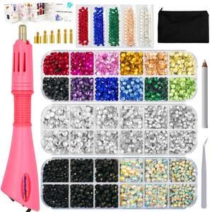lot 8275 image: Hotfix Applicator Bedazzler Kit with Rhinestones 5200 Pcs, Hot Fix Bedazzling Kit Crystals Rhinestone Applicator Tool for Clothing, Clothes, Fabric, Shirt, Heat Pen Bedazzle Gems Setter Wand with Tips