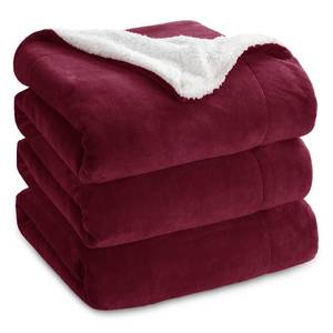 lot 9894 image: Bedsure GentleSoft Sherpa Fleece Blanket Queen Size for Bed, Non-Heated, Thick and Warm Throw for Girls and Women, Soft Fuzzy Plush Queen Blanket for Winter, Burgundy, 90x90 Inches