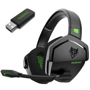 lot 9898 image: NUBWO G06 Dual Wireless Gaming Headset with Microphone for PS5, PS4, PC - 23ms Low Latency Audio - 100-Hour of Playtime - 50mm Drivers (Black-Green)