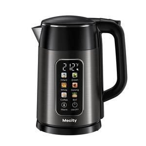 lot 9909 image: Mecity Electric Kettle 1.7L Touch Screen Temperature Control Water Boiler, No Plastic Contact with Water. 6 Preset Temperature Programs, 2 Hours Keep Warm, Auto Shut Off, Dark Grey