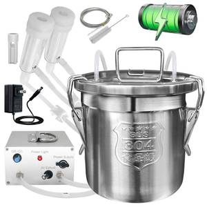 lot 9911 image: Hantop 6L Goat Milking Machine, Rechargeable Battery Powered Speed Adjustable Pulsating Vacuum Pump, 304 Stainless Steel Milk Bucket with Auto Stop Check Valve Goat Milker Machine (Pro Model)