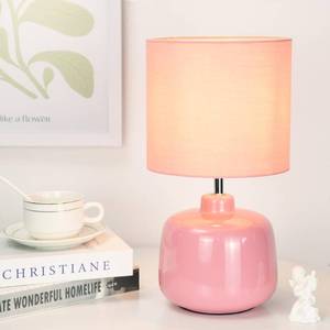lot 9920 image: Lampwell Oslo Small Ceramic Table Lamp for Living Room and Bedroom,Modern Kids Night Table Lamp,7.09H13.39IN,Bulb Excluded,Pink