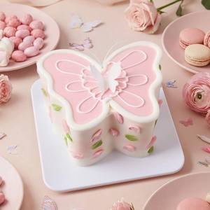 lot 9923 image: Remerry 6 Inch Pink Bow Fake Cake Coquettish Birthday Fake Cake Decor Pink Bow Heart Wedding Dessert Props Artificial Heart Dessert for Display Photography Props Women Birthday Wedding Gift