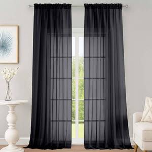 lot 10002 image: OWENIE Extra Long Black Sheer Curtains 144 inch 2 Panels Set, Translucent Backdrop Window Scarf Drapes for Canopy BedWeddingLiving RoomAnniversary, 12FT Length, Each 59Wx144L in, 2PCS