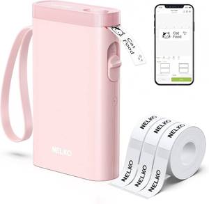lot 10459 image: Nelko Label Maker Machine with Tape, P21 Bluetooth Label Printer with 3 Tapes, Wireless Mini Label Makers with Multiple Templates Icon Font Custom for School Office Home, Pink