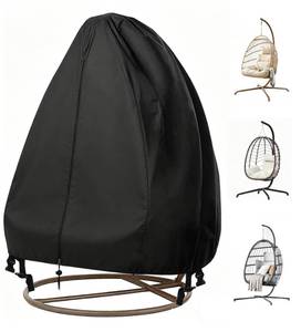 lot 10469 image: FLYMEI Patio Egg Chair Covers with Zipper, 420D Wicker Egg Swing Chair Covers, Waterproof Heavy Duty Weather Resisatnt Outdoor Chair Cover, Windproof Hanging Chair Cover, 75in x 45in, Black, 1 Pack