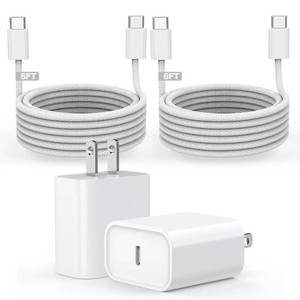 lot 10485 image: Apple MFi Certified iPhone Air17 Charger,USB C Fast Charging 2Pack 20W Apple Charger Type C Block 6FT USB C to C Woven Cable for iPhone 17 Pro Max16 Plus16 Pro Max15 Pro Max,iPad ProAirAirPods