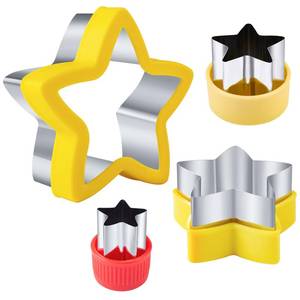 lot 10494 image: Star Cookie Cutters 4 Pcs, Kimfead Sandwich Cutter for Kids Lunch, Vegetable Fruit Cutters Shapes, Stainless Steel Biscuit Cutters for Children Boys Girls