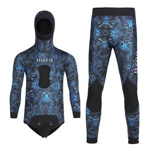 lot 11012 image: WYYHAA 5MM Neoprene Spearfishing Wetsuit with Hooded, 2 Pieces Long Sleeve Full Body Camouflage Hunting Diving Suit for Cool Water Freediving,Blue,L