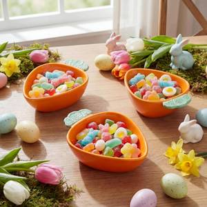 lot 11930 image: Qinyoung 3 Pcs Easter Carrot Candy Dish Bowl Carrot Shape Serving Bowl Ceramic Candy Bowls Cute Easter Decorations Spring Candies Servers for Holiday Office Home Kitchen Table Desk
