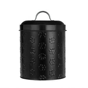 lot 11947 image: Amici Pet Puppy Paws Black Metal Food Canister, Medium, 104oz