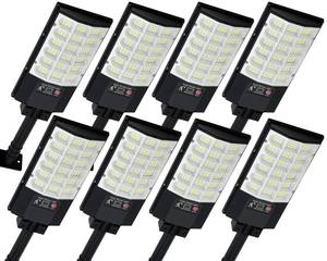 lot 11966 image: TFKK Solar Street Lights Outdoor, Waterproof Motion Sensor Solar Lights with Remote Control, 6500K Dusk to Dawn Parking Lot Flood Light for Outside Garage Yard, 8 Pack