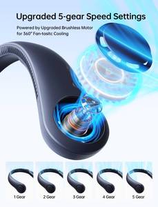 lot 11969 image: JISULIFE Portable Neck Fan, Hands Free Bladeless Fan, 5 Speeds, 4000 mAh Battery Operated Wearable Personal Fan, Twistable, Rechargeable, Gift for Women Men-Blue