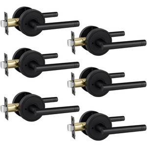 lot 11970 image: Goldenwarm Black Door Handles Interior, Zinc Alloy Matte Black Privacy Interior Door Handle, Heavy Duty Indoor Door Levers for Bedroom, Bathroom, (6 Pack)