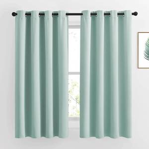 lot 11974 image: NICETOWN Aqua Blue Blackout Curtains 63 inches Long for Bedroom, Grommet Solid Thermal Drapes Light Blocking Window Treatments Sound Reducing for Living Room, W46 x L63, 2 Panels