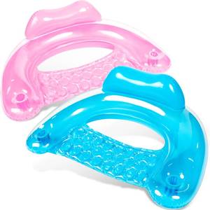 lot 11979 image: SLOOSH Inflatable Pool Floats Adult,2 Pack Pool Chairs with Cup Holders,X-Large Blow up Floats Chair,Hammock Noodle Mat Pure Design for Relaxing Summer Water Fun Swimming Party Beach,Blue,Pink