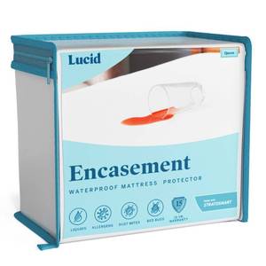 lot 11987 image: LUCID Zippered Mattress Encasement � Waterproof Queen Size Mattress Protector � Fits Mattresses 6 to 18 Inches with Secure Elastic � Shields All 6 Sides � Quiet cover � White