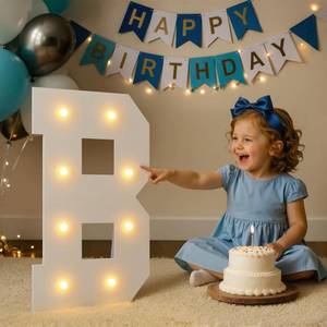 lot 11988 image: Bugame 2FT Light Up letters, Quick 5-Min Setup, Battery Operated LED Large Lighted Letters for Party Birthday Baby Shower Wedding Graduation Decor, Marquee Letter B