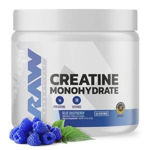 lot 12000 image: RAW Nutrition Creatine Monohydrate Powder, Blue Raspberry (30 Servings) - Micronized Creatine Monohydrate Supplement for Workout Performance, Build Muscle and Strength - Creatine Powder for Men and Women