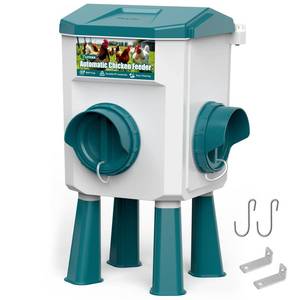 lot 12011 image: Chicken Feeder 7kg, CHAMUTY Automatic Chicken Feeder with No Waste, 2 Ports, Chicken Seed Dispenser, Automatic Chicken Feeder for Chickens, Ducks, Geese, Birds