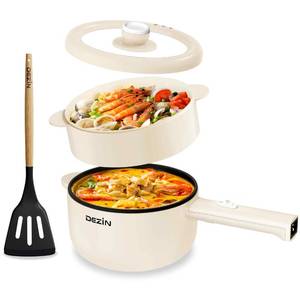 lot 12012 image: Dezin Hot Pot Electric, 2L Non-Stick Saut Pan, Rapid Noodles Cooker, Mini Portable Pot for Steak, Egg, Fried Rice, Ramen, Oatmeal, Soup with Power Adjustment and Spatula, College Dorm Room Essential