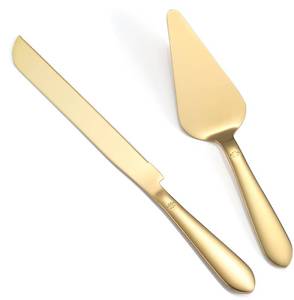 lot 12043 image: Eisinly Cake Cutting Set for Wedding, Elegant Cake Knife and Server Set with Thickened Stainless Steel Rounded Edges, Cake Cutter Pie Spatula for Birthday Anniversary, 2 Pcs, Gold