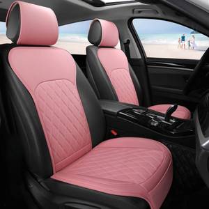 lot 13313 image: Sanwom Universal Front Leather Car Seat Covers Pink 2 Pcs Luxury Seat Covers, Anti-Slip Waterproof Auto Driver Cushions Fit SUV Pickup Van Sedan, Chevy Silverado GMC Sierra Dodge Ram Tacoma Ford
