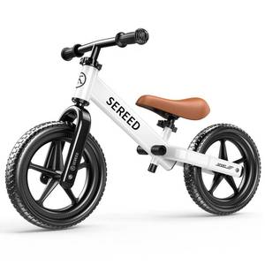 lot 13324 image: SEREED Toddler Balance Bike 2 Year Old, No Pedal Kids Toy Bike for 2-5 Years Old, Tool-Free Adjustment, Gift for 2-3 Boys Girls, Customize Plate with 3pcs Stickers (White)