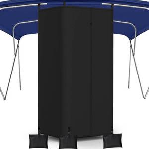 lot 14013 image: Yexcend Privacy Tent for Boats, 800D Waterproof Fabric Boat Privacy Curtain Pontoons Changing Room with Windproof Sandbags, Easy to Install Under Bimini Top, 30in D x 27in x W 72in H