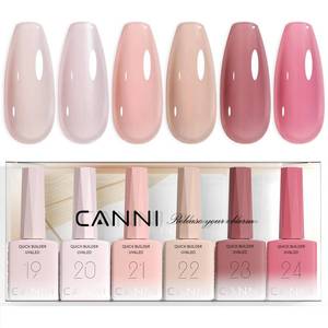 lot 14019 image: CANNI 6 Pcs 9 Ml Nude Pink Quick Builder Nail Gel Polish Set- Jelly Pink Builder for Nails Strengthener Gel Thickening Extension for Beginners DIY Home Salon Manicure