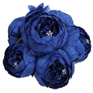 lot 14024 image: Flojery Silk Peony Bouquet Vintage Artificial Peonies Flower for Home Wedding Party Decor (1pcs, Royal Blue)