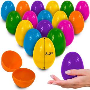 lot 14025 image: stargo 25 Pack - Plastic Easter Eggs Empty 3.2in Large Plastic Eggs Fillable for Easter Egg Hunt, Easter Egg Basket, Party Favor, Surprise Egg. Set of Bright Multicolored Eggs
