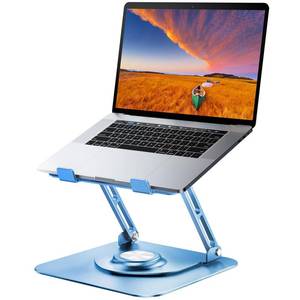 lot 14207 image: JOYEKY Laptop Stand for Desk, Adjustable Computer Stand with 360° Rotating Base, Ergonomic Laptop Riser for Collaborative Work, Foldable and Portable Laptop Stand, fits for All 10-16in Laptops (Blue)