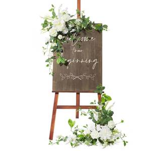 lot 14369 image: Lingfts Moment 2pcs Wedding Flowers Garland Artificial Floral Swag Arch Decorations Greenery Arrangements Lily of The Valley White Ceremony Reception Garden Easel Wall Entryway Outdoor NOT Include Sign