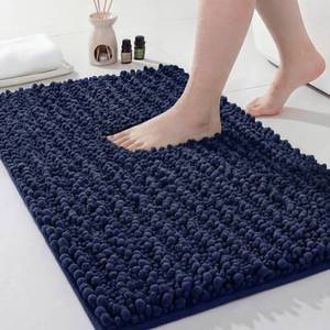 lot 14373 image: Disolla Small Bath Mat 17x24 Inch - Chenille Navy Blue Bathroom Rug, Extra Soft Absorbent Plush Shaggy Bathmat, Non-Slip Machine Washable Floor Mat for Shower, Tub and Sink