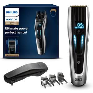 lot 14374 image: Norelco Philips Hair Clipper 9000 Series, Hair Trimmer, Auto Turbo, Dual Cut Technology, Motorized Combs, 400 Length Settings, 120 Min. Runtime, Zero Maintenance, Model HC945040