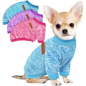 lot 14392 image: 3 Pack Dog Sweaters for Small Dogs Girl Boy Winter Fleece Clothes Warm Soft Dog Sweatshirt Outfit for Dogs Cats Pet Apparel (RoseLight BluePurple, Medium)