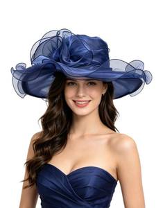 lot 14398 image: SAFERIN Womenfts Organza Church Kentucky Derby Fascinator Bridal Tea Party Wedding Hat (TZ-5 Navy)