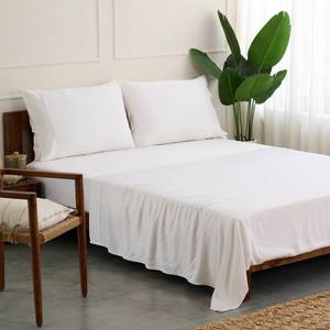lot 14411 image: Weddingly 100percent Certified Bamboo Full Sheet Set derived from Organic ViscoseSateen WeaveHigh Cover Ratio 0.754 Piece SetGentle to Skin and Cooling(White)