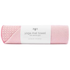 lot 14421 image: SandT INC. Yoga Mat Towel with Non-Slip Grip, Enhanced Silicone Grip, Soft and Absorbent for Gym, Pilates, and Hot Yoga Mat, 1 Pack, 24 inches x 72 inches, 340GSM, Pink