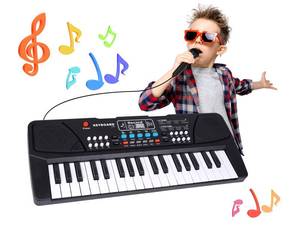lot 14424 image: M SANMERSEN Upgraded Kids Piano Keyboard 37 Keys with Microphone, Music Toys Birthday Gifts for 3 4 5 6 Year Old Boys Girls, Black