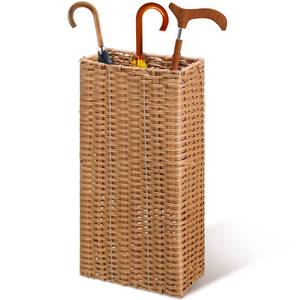 lot 14447 image: Weysat Woven Umbrella Stand for Entryway Handmade Umbrella Holder Freestanding Cane Stand Natural Color Decorative Umbrella Rack Tall Basket for Laundry Bathroom (Rectangular Style)